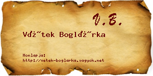 Vétek Boglárka névjegykártya